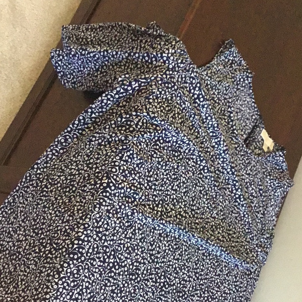 Michael Kors bare shoulder top; White and navy